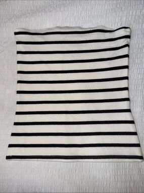H&M Rib-Knit Strapless Bandeau Top - Striped